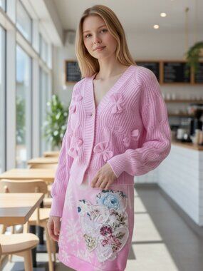 Handmade Pink ombre skirt with patchwork hearts Size Medium NWT NEW